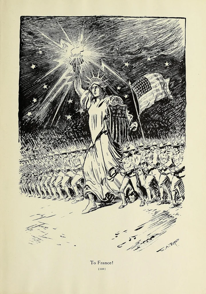 An illustration from America's black and white book; one hundred pictured reasons why we are at war, 1917, leaf 211