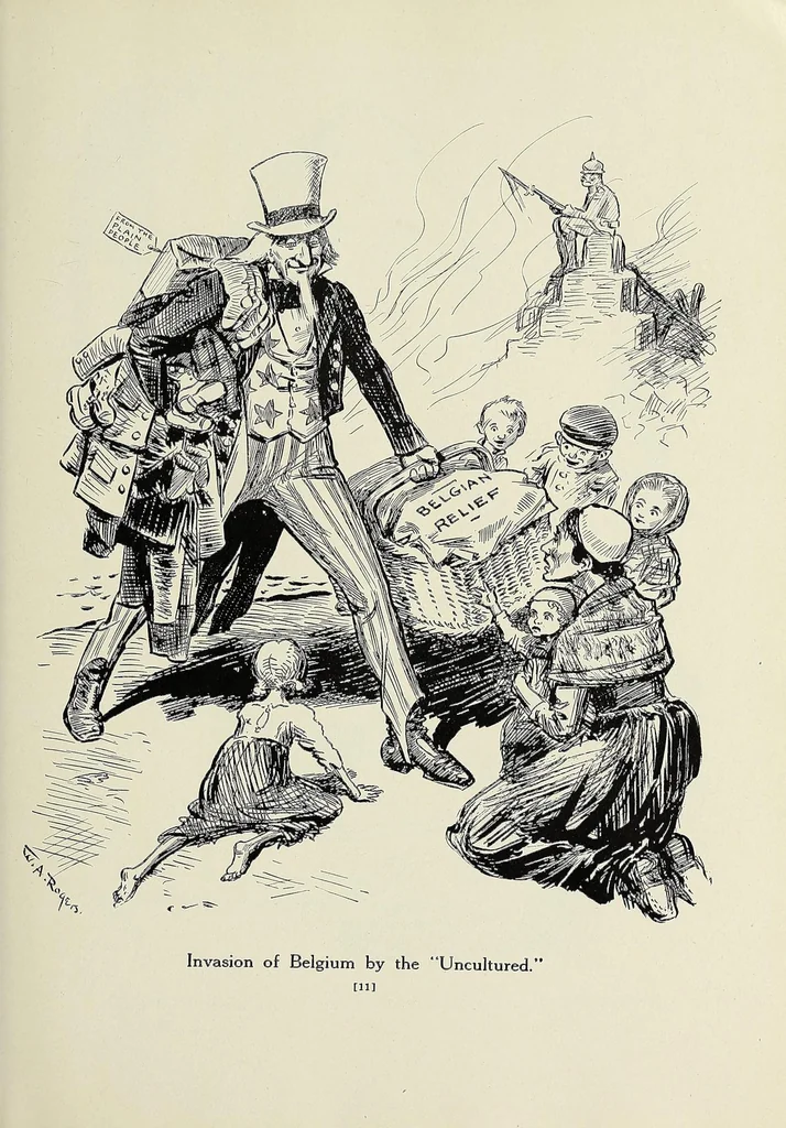 An illustration from America's black and white book; one hundred pictured reasons why we are at war, 1917, leaf 33