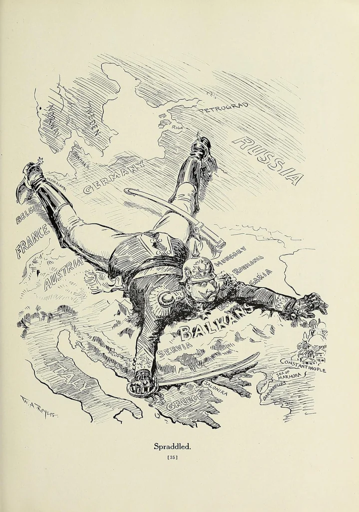 An illustration from America's black and white book; one hundred pictured reasons why we are at war, 1917, leaf 81