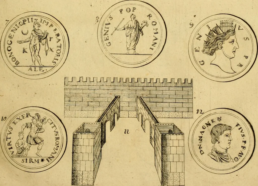 An illustration from Ammiani Marcellini Rerum gestarum qui de XXXI supersunt, libri XVIII, 1693, leaf 38