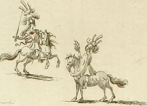 An illustration from Amore e gloria : festa d'armi a cavallo celebrata nel Regio Ducal Palazzo di Milano, 1669, leaf 39
