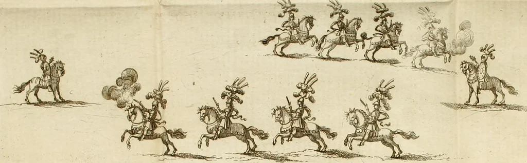 An illustration from Amore e gloria : festa d'armi a cavallo celebrata nel Regio Ducal Palazzo di Milano, 1669, leaf 41