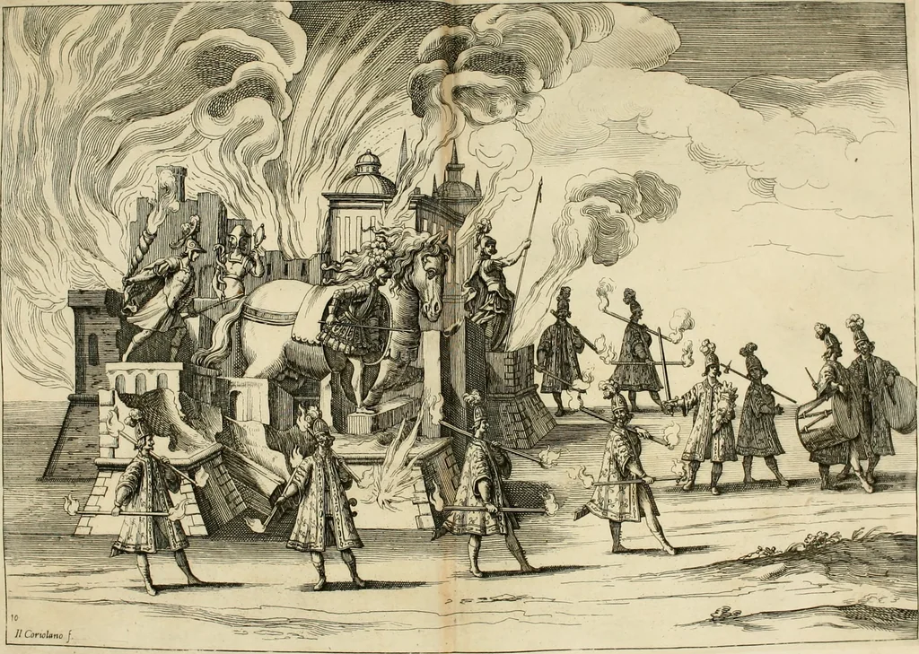 An illustration from Amore prigioniero in Delo : torneo fatto da' signori Academici torbidi in Bologna li XX. di marzo M.DC.XXVIII, 1628, leaf 101