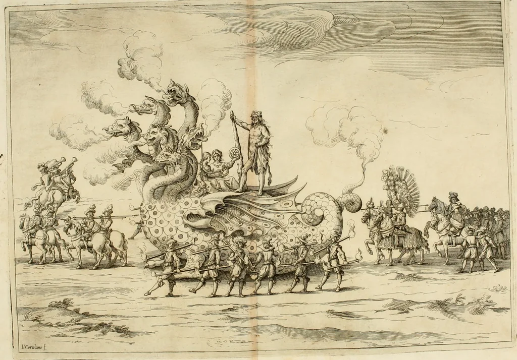 An illustration from Amore prigioniero in Delo : torneo fatto da' signori Academici torbidi in Bologna li XX. di marzo M.DC.XXVIII, 1628, leaf 127