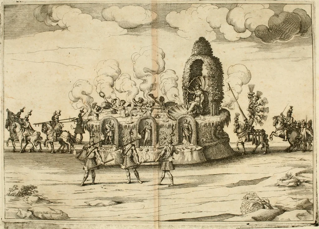 An illustration from Amore prigioniero in Delo : torneo fatto da' signori Academici torbidi in Bologna li XX. di marzo M.DC.XXVIII, 1628, leaf 157