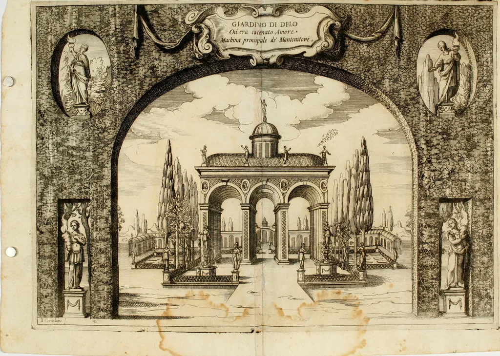 An illustration from Amore prigioniero in Delo : torneo fatto da' signori Academici torbidi in Bologna li XX. di marzo M.DC.XXVIII, 1628, leaf 21