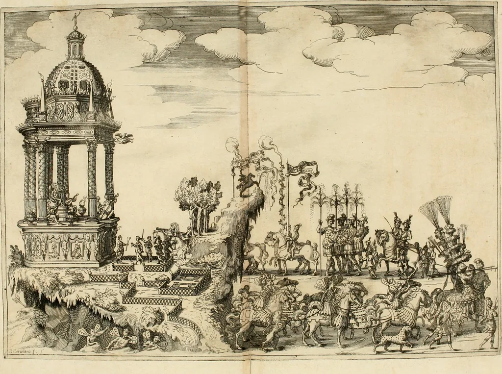 An illustration from Amore prigioniero in Delo : torneo fatto da' signori Academici torbidi in Bologna li XX. di marzo M.DC.XXVIII, 1628, leaf 67