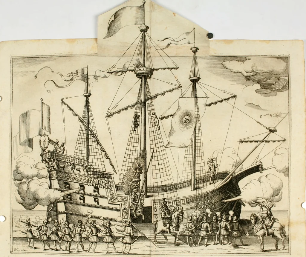 An illustration from Amore prigioniero in Delo : torneo fatto da' signori Academici torbidi in Bologna li XX. di marzo M.DC.XXVIII, 1628, leaf 85
