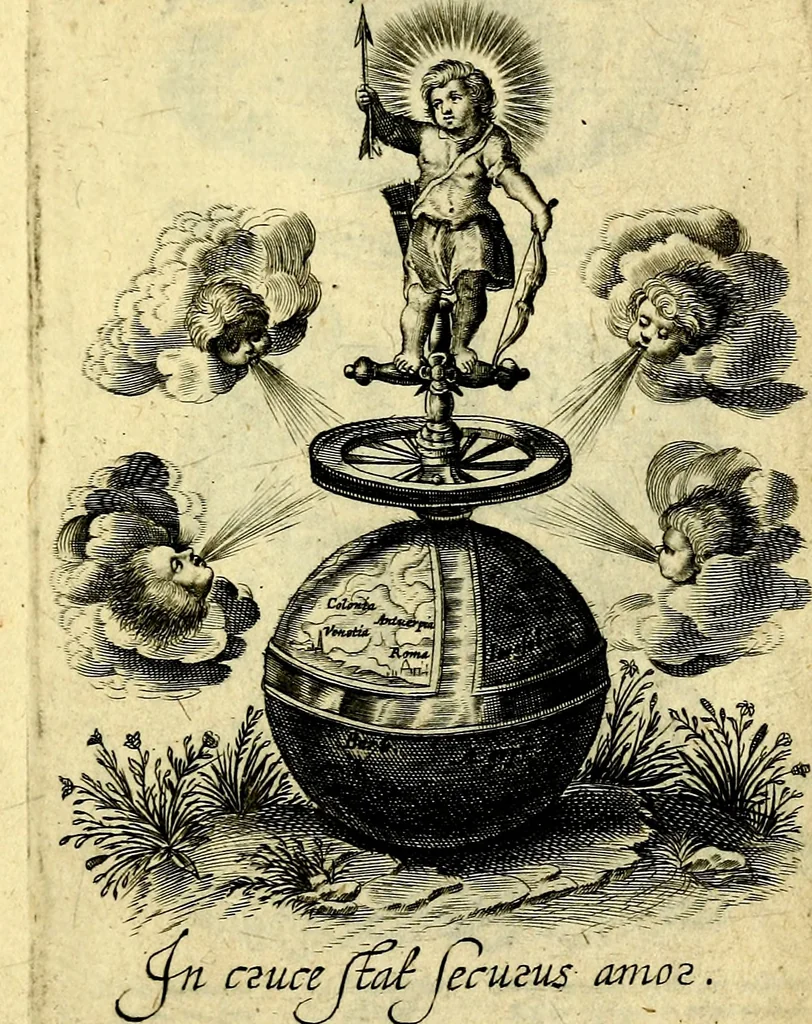 An illustration from Amoris diuini et humani effectus : varii Sacræ Scripturæ Sanctorumq; PP. sententijs : ac Gallicis versibus illustrati, 1626, leaf 102