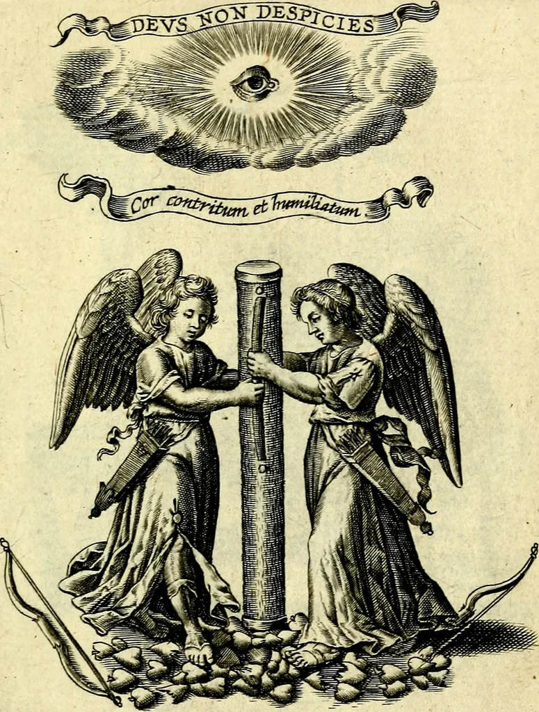 An illustration from Amoris diuini et humani effectus : varii Sacræ Scripturæ Sanctorumq; PP. sententijs : ac Gallicis versibus illustrati, 1626, leaf 104