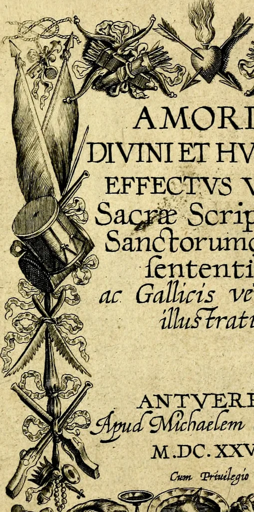 An illustration from Amoris diuini et humani effectus : varii Sacræ Scripturæ Sanctorumq; PP. sententijs : ac Gallicis versibus illustrati, 1626, leaf 2