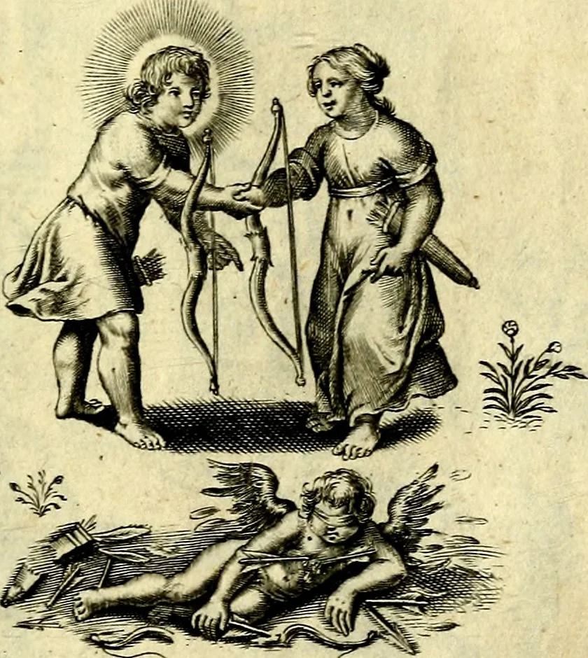 An illustration from Amoris diuini et humani effectus : varii Sacræ Scripturæ Sanctorumq; PP. sententijs : ac Gallicis versibus illustrati, 1626, leaf 34