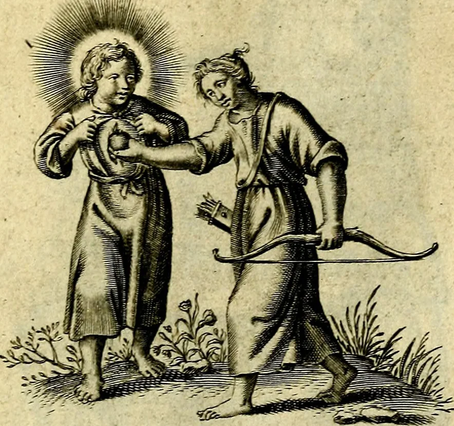 An illustration from Amoris diuini et humani effectus : varii Sacræ Scripturæ Sanctorumq; PP. sententijs : ac Gallicis versibus illustrati, 1626, leaf 48