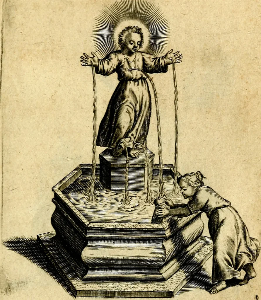 An illustration from Amoris diuini et humani effectus : varii Sacræ Scripturæ Sanctorumq; PP. sententijs : ac Gallicis versibus illustrati, 1626, leaf 54
