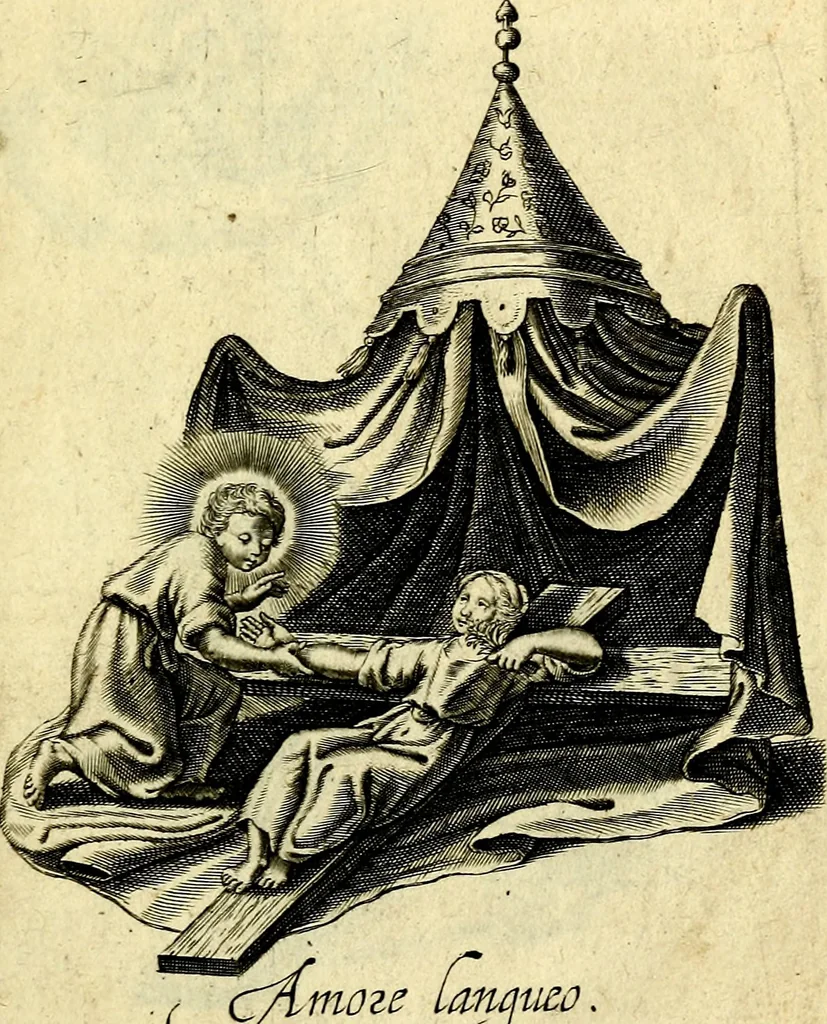 An illustration from Amoris diuini et humani effectus : varii Sacræ Scripturæ Sanctorumq; PP. sententijs : ac Gallicis versibus illustrati, 1626, leaf 70