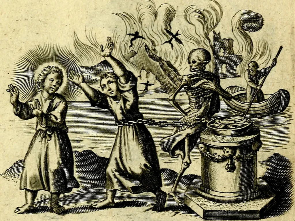 An illustration from Amoris diuini et humani effectus : varii Sacræ Scripturæ Sanctorumq; PP. sententijs : ac Gallicis versibus illustrati, 1626, leaf 74