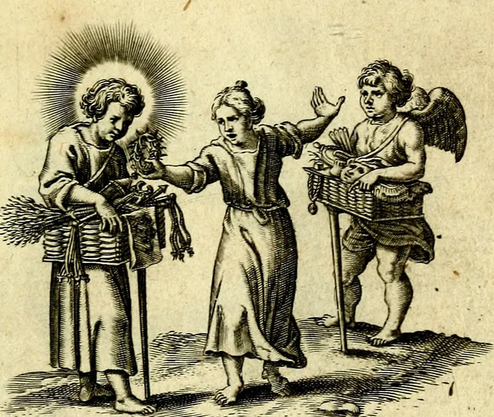 An illustration from Amoris diuini et humani effectus : varii Sacræ Scripturæ Sanctorumq; PP. sententijs : ac Gallicis versibus illustrati, 1626, leaf 8