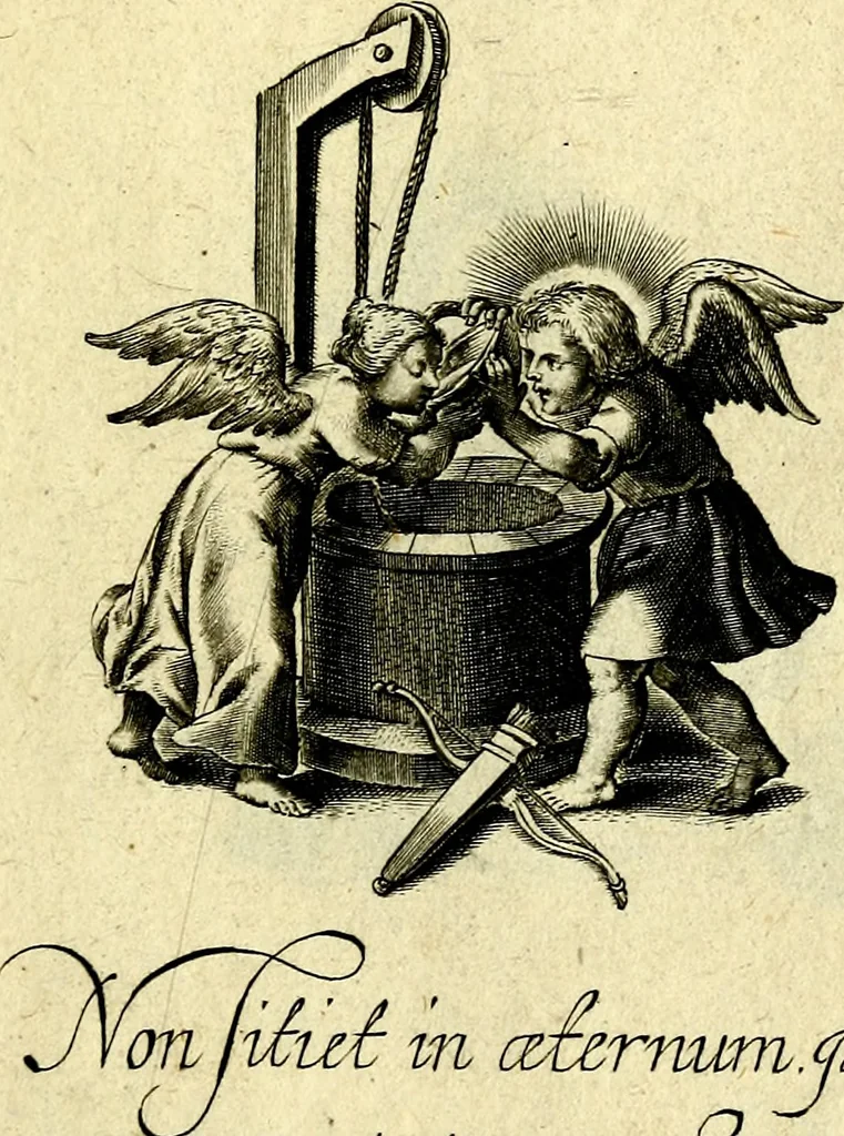 An illustration from Amoris diuini et humani effectus : varii Sacræ Scripturæ Sanctorumq; PP. sententijs : ac Gallicis versibus illustrati, 1626, leaf 94