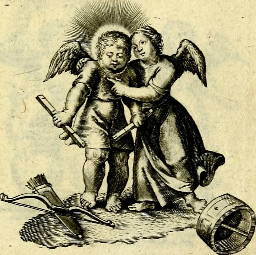 An illustration from Amoris diuini et humani effectus : varii Sacræ Scripturæ Sanctorumq; PP. sententijs : ac Gallicis versibus illustrati, 1626, leaf 96