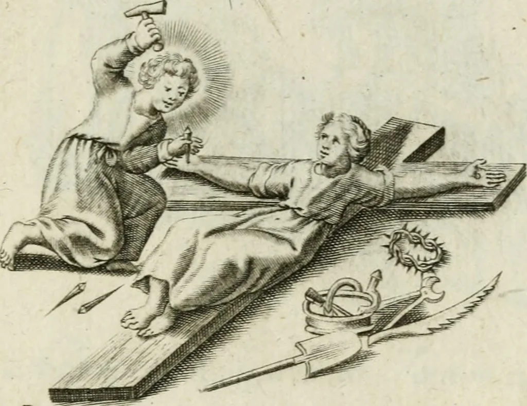 An illustration from Amoris diuini et humani antipathia : e variis Sacrae Scripturae locis depro[m]pta, emblematibus suis expressa et SS. PP. authoritatibus illustrata = Les effects diuers de l'amour diuin et humain : richement exprimés par petits emblemes tirés des SS. Ecritures et des SS. Peres, le tout mis en latin et francois, 1628, leaf 16