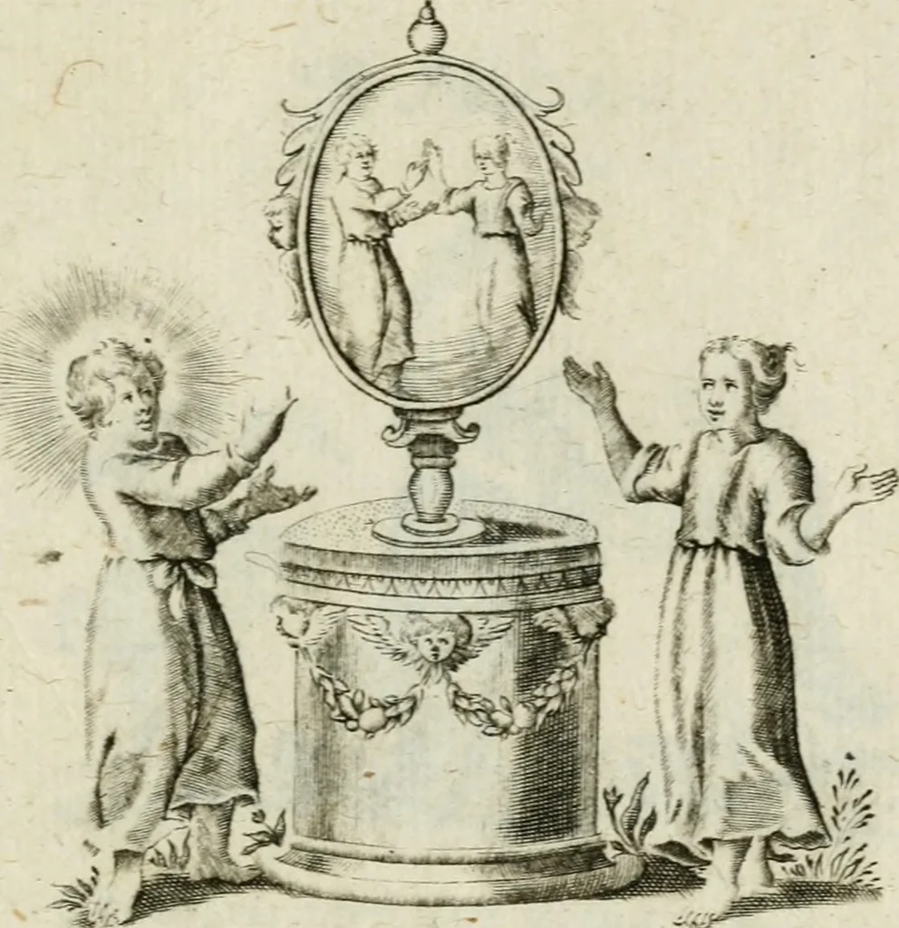 An illustration from Amoris diuini et humani antipathia : e variis Sacrae Scripturae locis depro[m]pta, emblematibus suis expressa et SS. PP. authoritatibus illustrata = Les effects diuers de l'amour diuin et humain : richement exprimés par petits emblemes tirés des SS. Ecritures et des SS. Peres, le tout mis en latin et francois, 1628, leaf 26