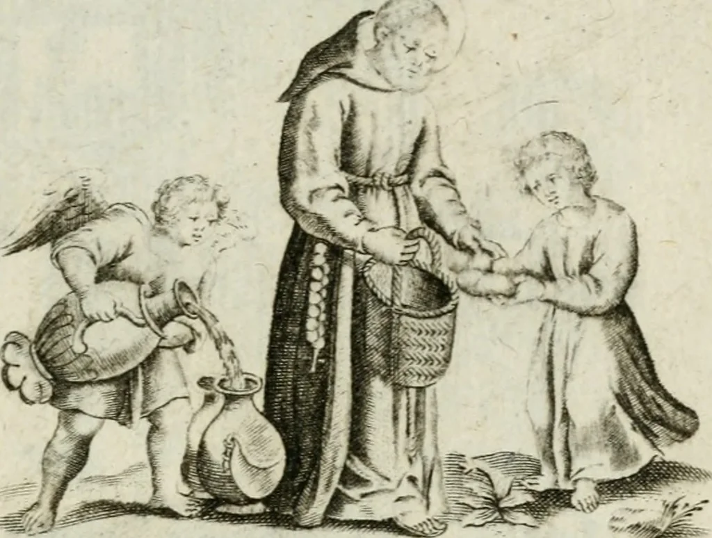 An illustration from Amoris diuini et humani antipathia : e variis Sacrae Scripturae locis depro[m]pta, emblematibus suis expressa et SS. PP. authoritatibus illustrata = Les effects diuers de l'amour diuin et humain : richement exprimés par petits emblemes tirés des SS. Ecritures et des SS. Peres, le tout mis en latin et francois, 1628, leaf 28