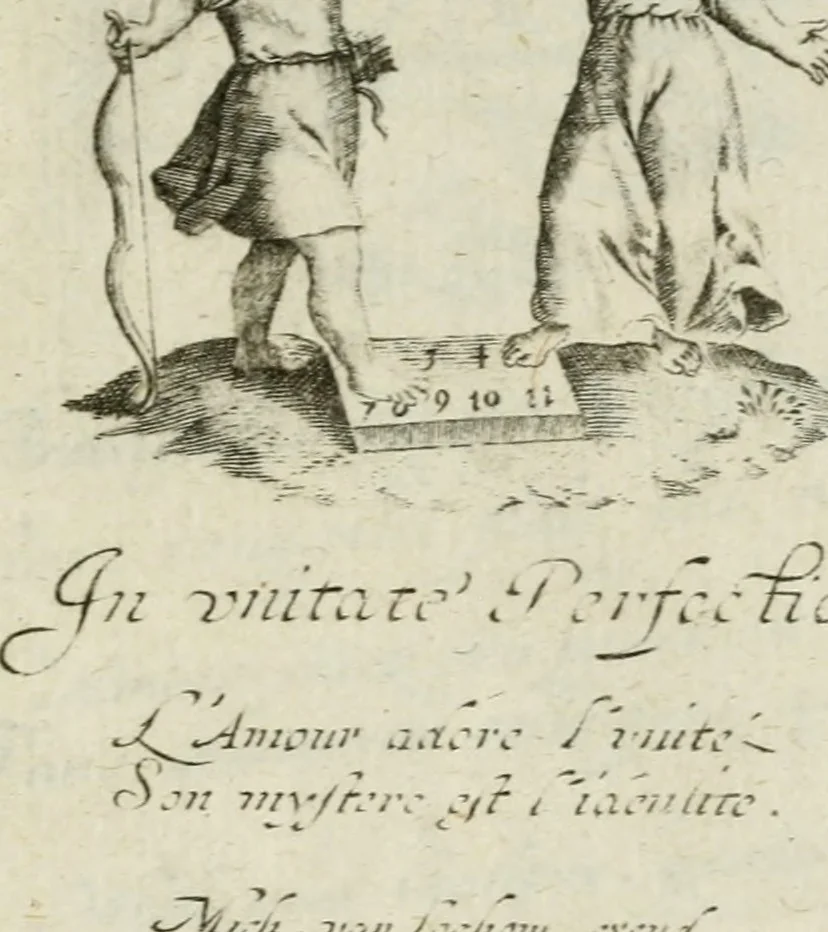 An illustration from Amoris diuini et humani antipathia : e variis Sacrae Scripturae locis depro[m]pta, emblematibus suis expressa et SS. PP. authoritatibus illustrata = Les effects diuers de l'amour diuin et humain : richement exprimés par petits emblemes tirés des SS. Ecritures et des SS. Peres, le tout mis en latin et francois, 1628, leaf 40
