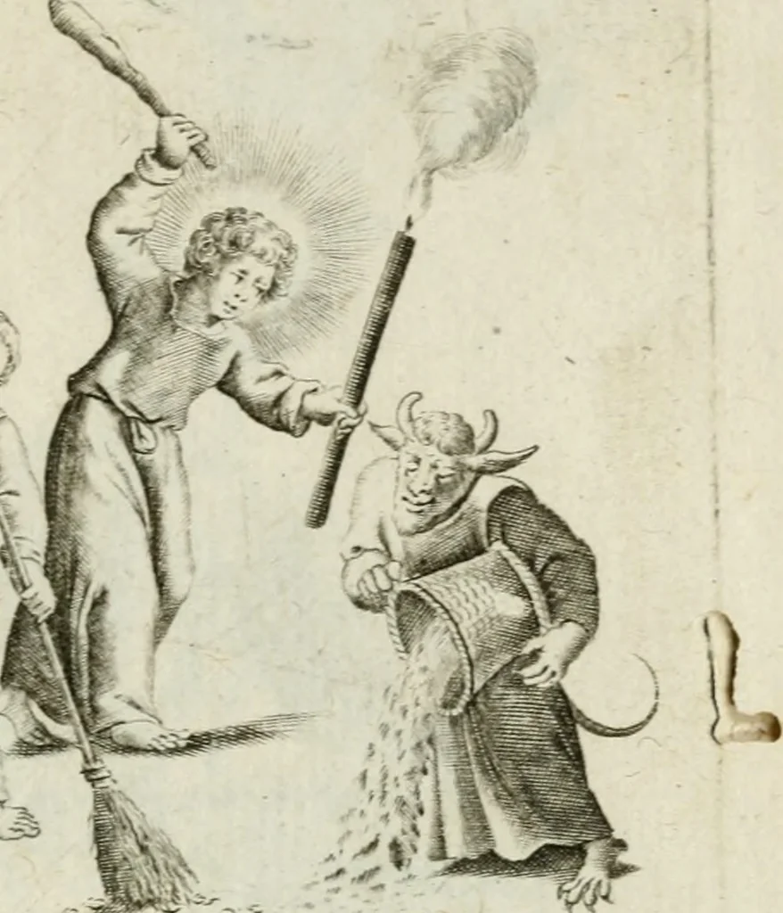 An illustration from Amoris diuini et humani antipathia : e variis Sacrae Scripturae locis depro[m]pta, emblematibus suis expressa et SS. PP. authoritatibus illustrata = Les effects diuers de l'amour diuin et humain : richement exprimés par petits emblemes tirés des SS. Ecritures et des SS. Peres, le tout mis en latin et francois, 1628, leaf 44
