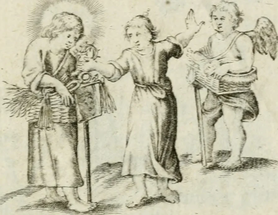 An illustration from Amoris diuini et humani antipathia : e variis Sacrae Scripturae locis depro[m]pta, emblematibus suis expressa et SS. PP. authoritatibus illustrata = Les effects diuers de l'amour diuin et humain : richement exprimés par petits emblemes tirés des SS. Ecritures et des SS. Peres, le tout mis en latin et francois, 1628, leaf 60