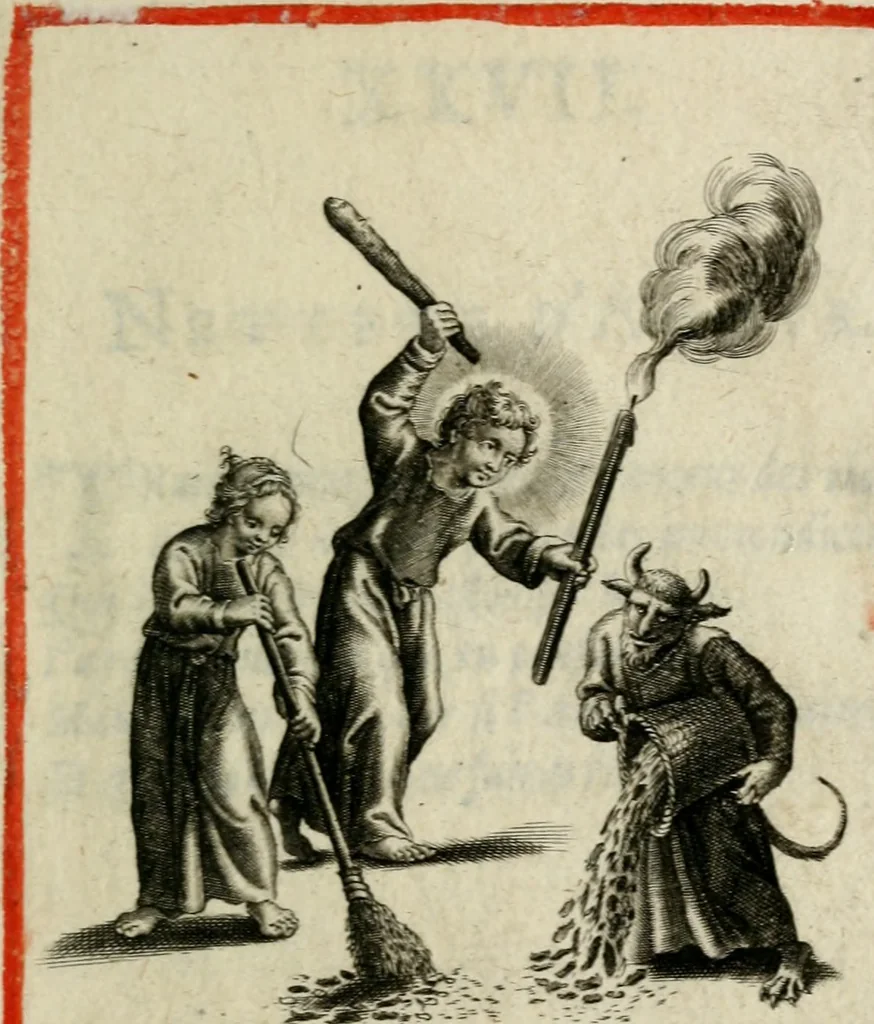 An illustration from Amoris diuini et humani effectus : varii Sacrae Scripturae Sanctorumq[ue] PP. sententijs : ac Gallicis versibus illustrati, 1626, leaf 114