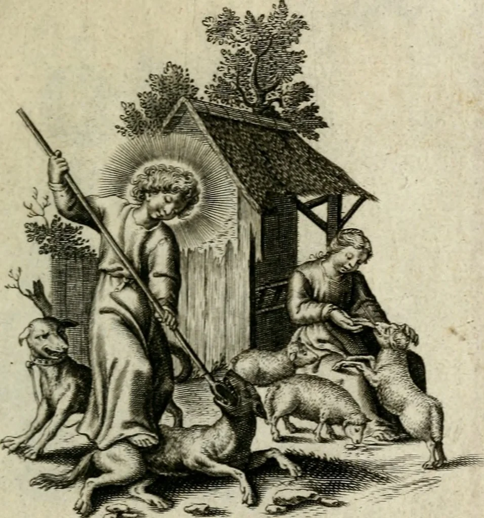 An illustration from Amoris diuini et humani effectus : varii Sacrae Scripturae Sanctorumq[ue] PP. sententijs : ac Gallicis versibus illustrati, 1626, leaf 162