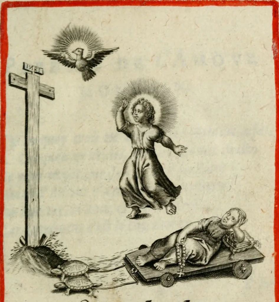 An illustration from Amoris diuini et humani effectus : varii Sacrae Scripturae Sanctorumq[ue] PP. sententijs : ac Gallicis versibus illustrati, 1626, leaf 34