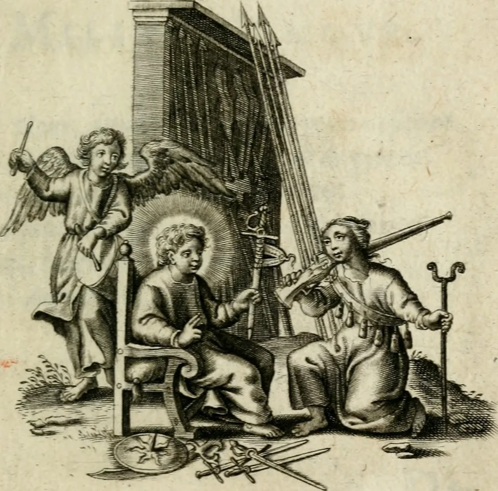 An illustration from Amoris diuini et humani effectus : varii Sacrae Scripturae Sanctorumq[ue] PP. sententijs : ac Gallicis versibus illustrati, 1626, leaf 58
