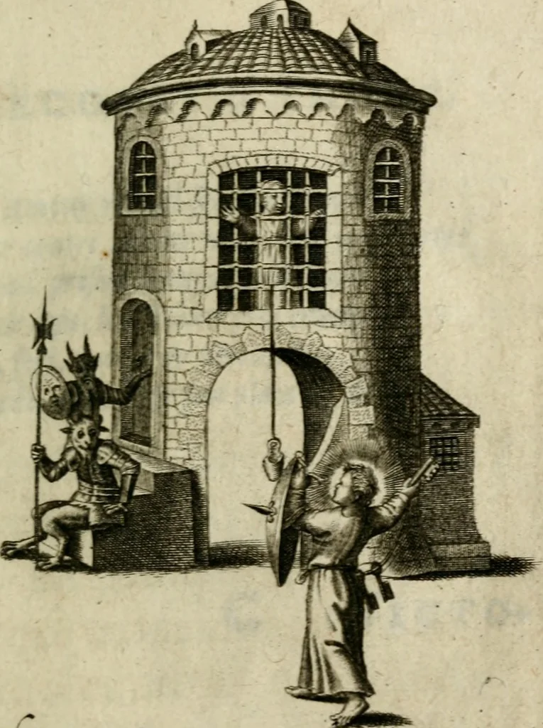 An illustration from Amoris diuini et humani effectus : varii Sacrae Scripturae Sanctorumq[ue] PP. sententijs : ac Gallicis versibus illustrati, 1626, leaf 66