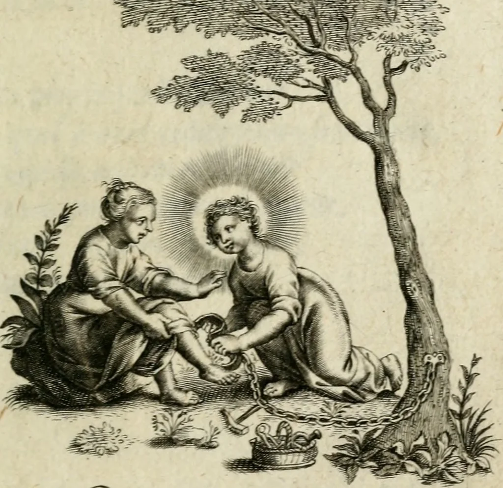 An illustration from Amoris diuini et humani effectus : varii Sacrae Scripturae Sanctorumq[ue] PP. sententijs : ac Gallicis versibus illustrati, 1626, leaf 90