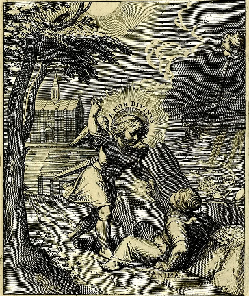An illustration from Amoris divini emblemata, stvdio et aere Othonis Væni concinnata, 1660, leaf 16