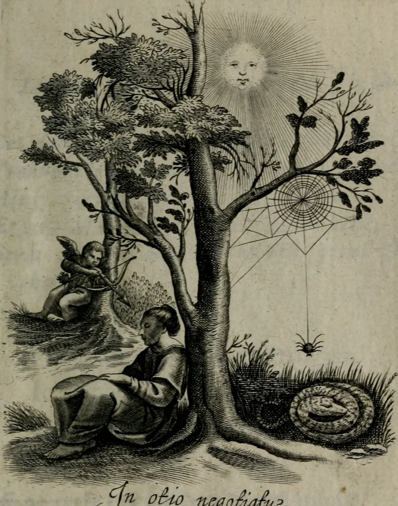An illustration from Amoris divini et humani antipathia, sive effectus varij, e varijs Sacrae Scripturae locis deprompti, elblematis suis expressi ..., 1629, leaf 102