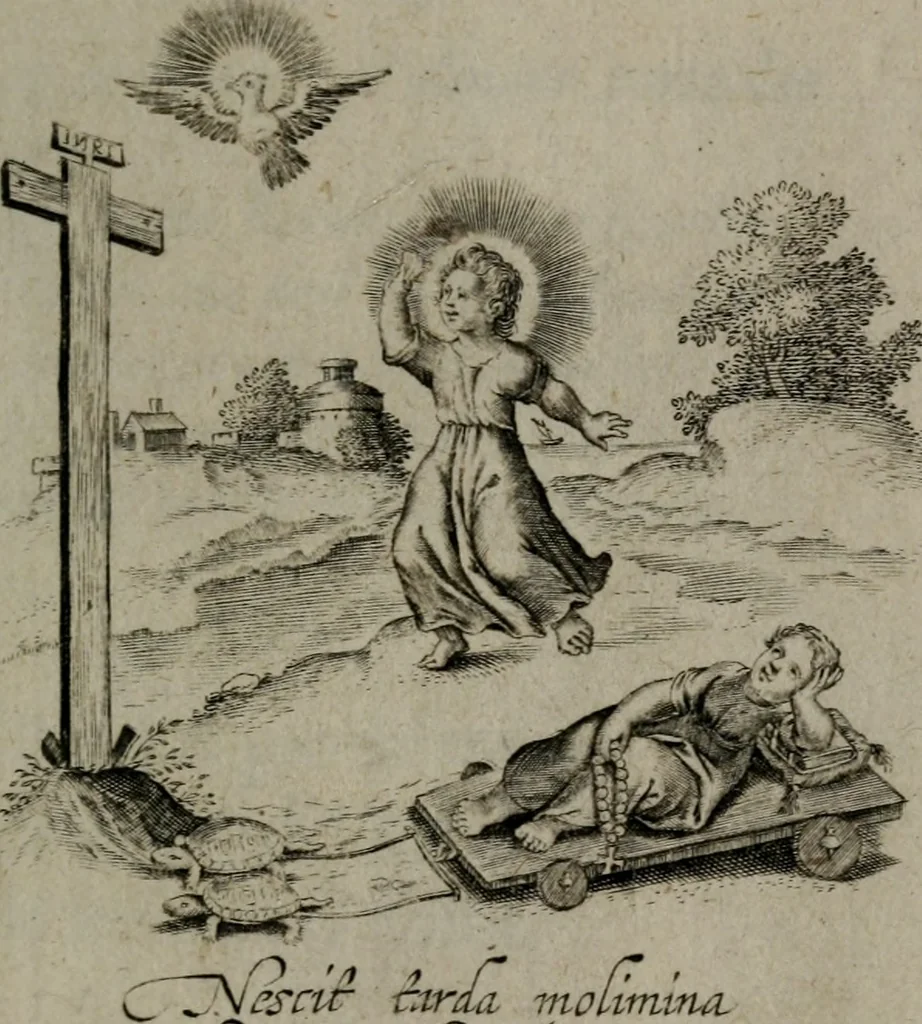 An illustration from Amoris divini et humani antipathia, sive effectus varij, e varijs Sacrae Scripturae locis deprompti, elblematis suis expressi ..., 1629, leaf 110
