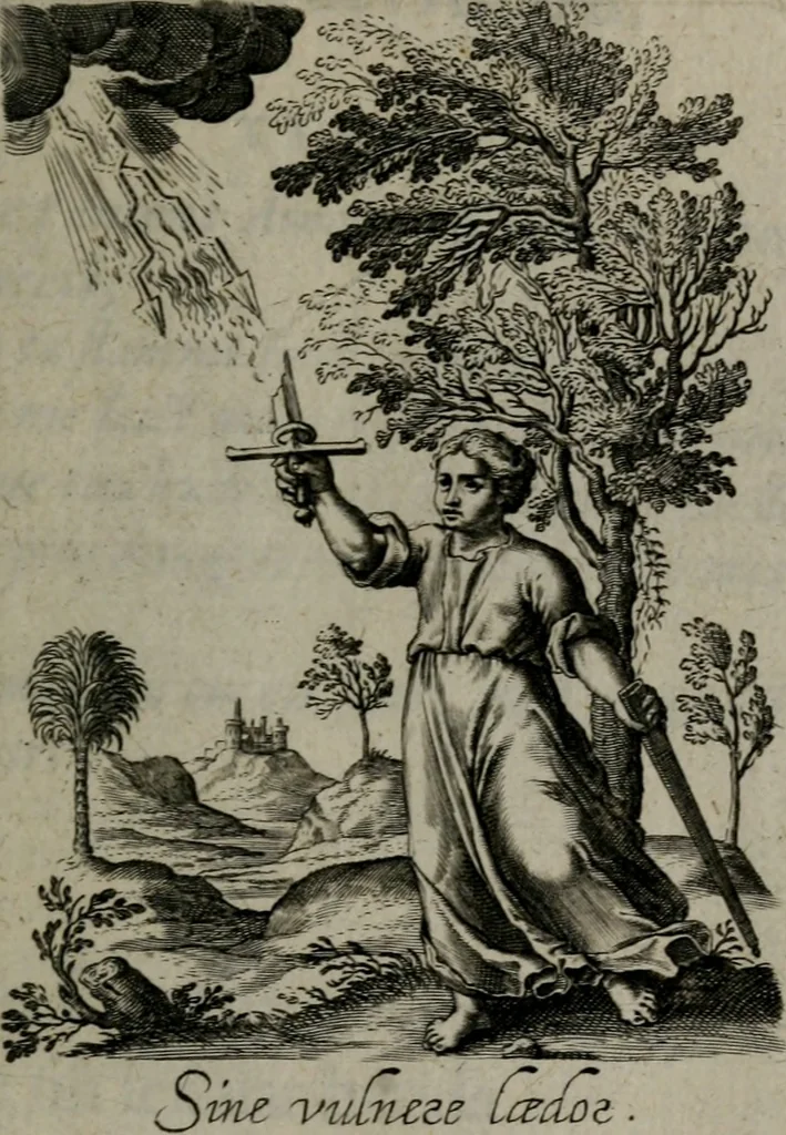An illustration from Amoris divini et humani antipathia, sive effectus varij, e varijs Sacrae Scripturae locis deprompti, elblematis suis expressi ..., 1629, leaf 122