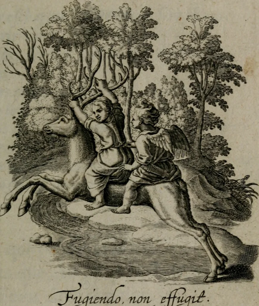 An illustration from Amoris divini et humani antipathia, sive effectus varij, e varijs Sacrae Scripturae locis deprompti, elblematis suis expressi ..., 1629, leaf 126