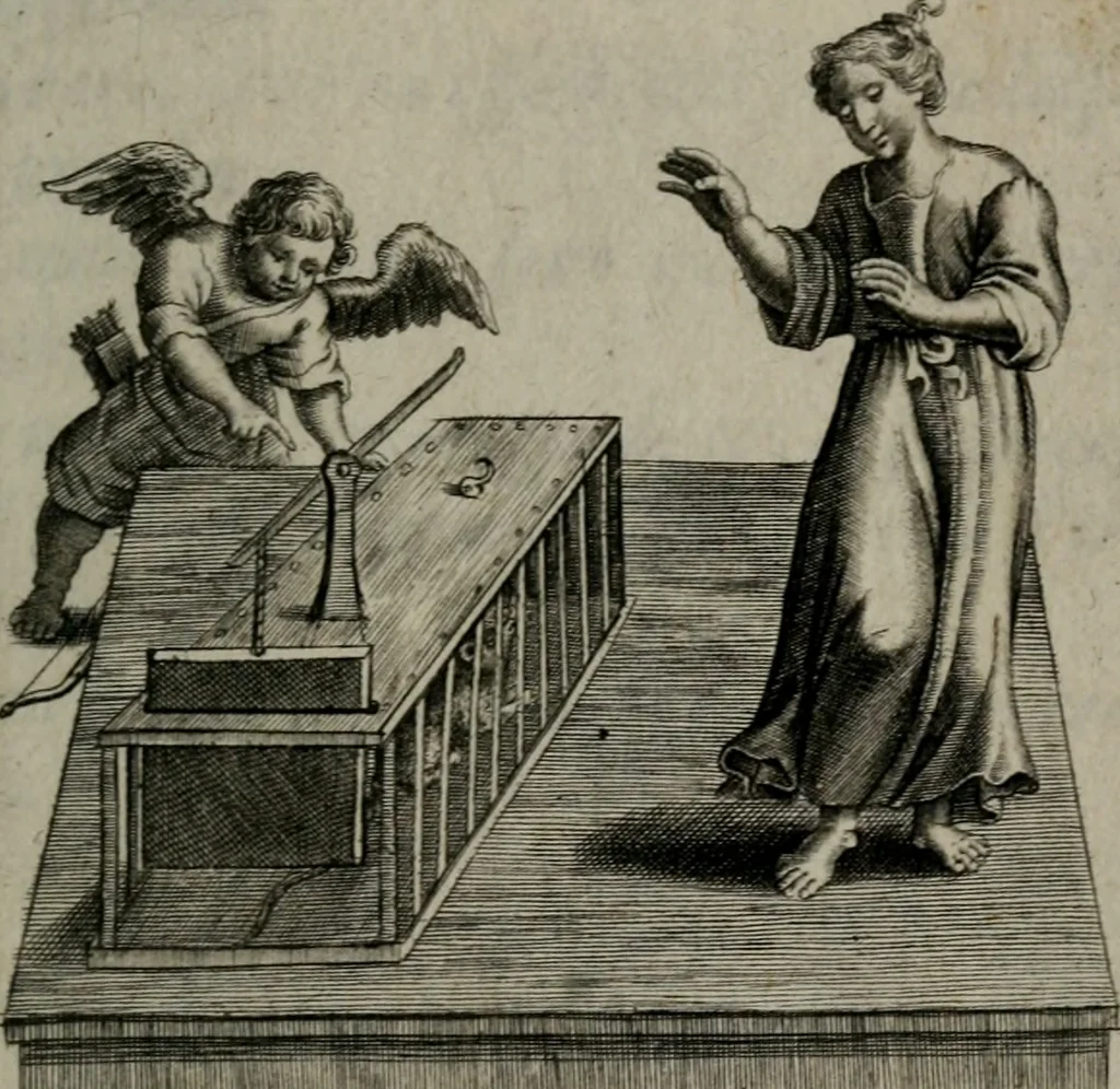 An illustration from Amoris divini et humani antipathia, sive effectus varij, e varijs Sacrae Scripturae locis deprompti, elblematis suis expressi ..., 1629, leaf 154