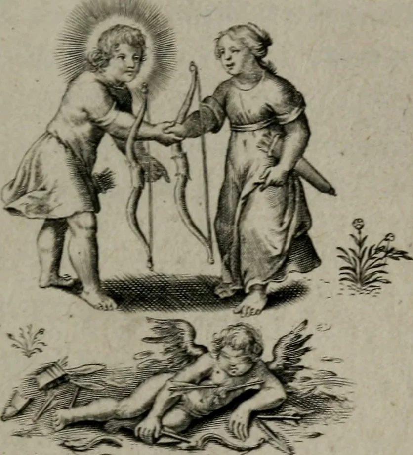 An illustration from Amoris divini et humani antipathia, sive effectus varij, e varijs Sacrae Scripturae locis deprompti, elblematis suis expressi ..., 1629, leaf 182
