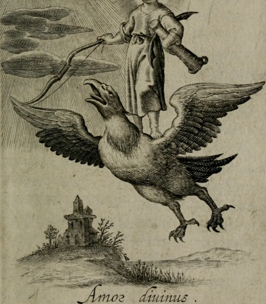 An illustration from Amoris divini et humani antipathia, sive effectus varij, e varijs Sacrae Scripturae locis deprompti, elblematis suis expressi ..., 1629, leaf 192