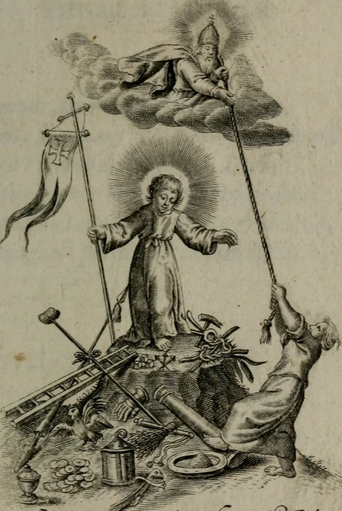 An illustration from Amoris divini et humani antipathia, sive effectus varij, e varijs Sacrae Scripturae locis deprompti, elblematis suis expressi ..., 1629, leaf 204