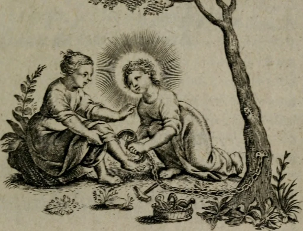 An illustration from Amoris divini et humani antipathia, sive effectus varij, e varijs Sacrae Scripturae locis deprompti, elblematis suis expressi ..., 1629, leaf 216