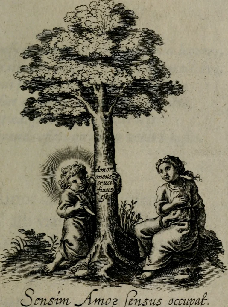 An illustration from Amoris divini et humani antipathia, sive effectus varij, e varijs Sacrae Scripturae locis deprompti, elblematis suis expressi ..., 1629, leaf 254