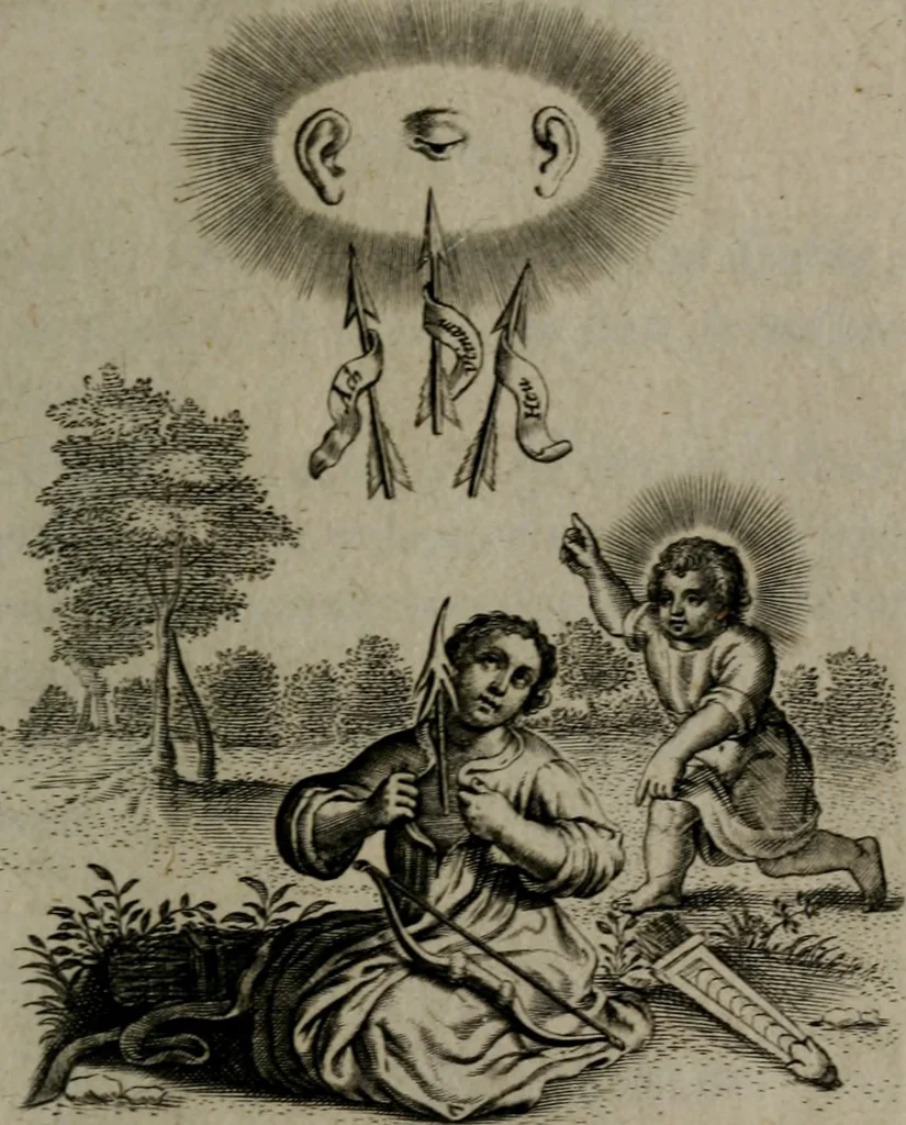An illustration from Amoris divini et humani antipathia, sive effectus varij, e varijs Sacrae Scripturae locis deprompti, elblematis suis expressi ..., 1629, leaf 280