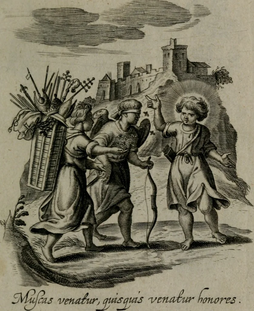 An illustration from Amoris divini et humani antipathia, sive effectus varij, e varijs Sacrae Scripturae locis deprompti, elblematis suis expressi ..., 1629, leaf 366