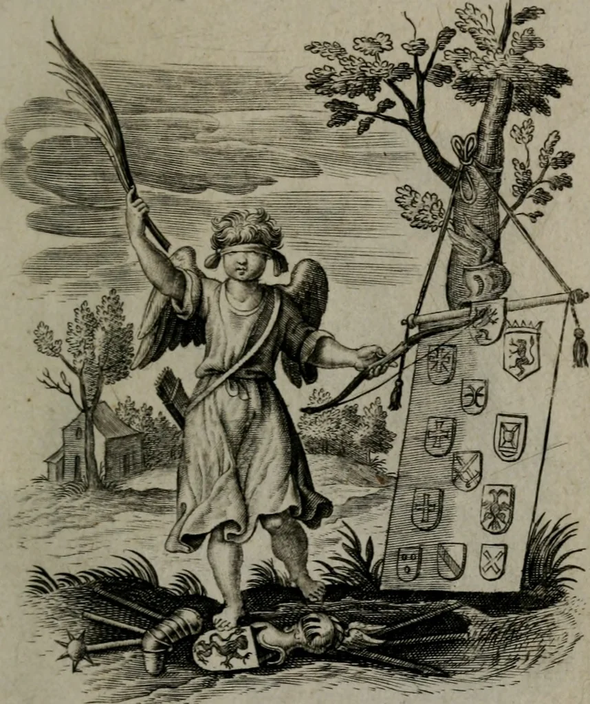 An illustration from Amoris divini et humani antipathia, sive effectus varij, e varijs Sacrae Scripturae locis deprompti, elblematis suis expressi ..., 1629, leaf 368