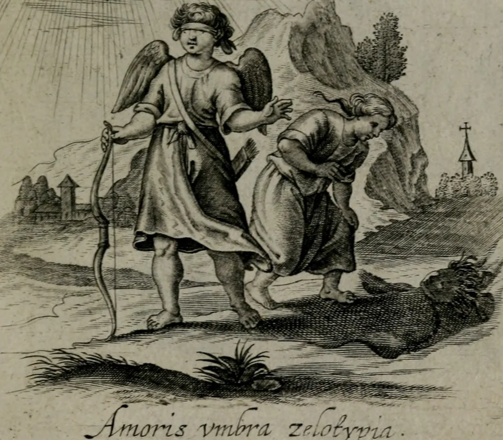 An illustration from Amoris divini et humani antipathia, sive effectus varij, e varijs Sacrae Scripturae locis deprompti, elblematis suis expressi ..., 1629, leaf 374